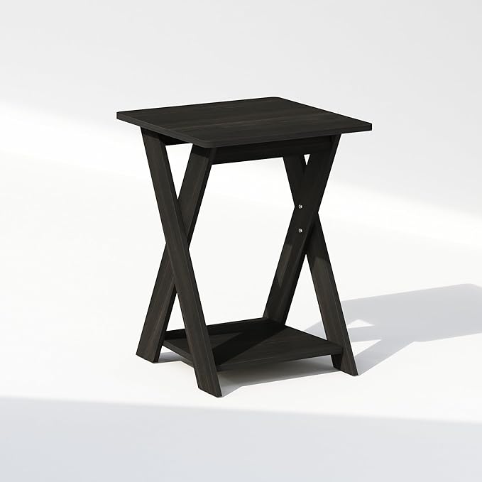 Furinno TIDUR Night Stand, Open Shelf Design X-Legs Nightstand, Criss-Crossed