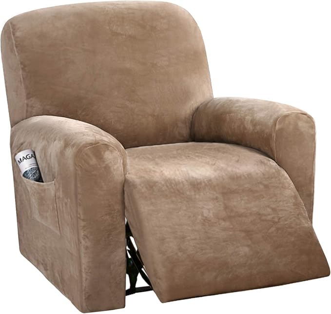 H.VERSAILTEX Velvet Stretch Recliner Couch Covers 4-Pieces Style Recliner Chair