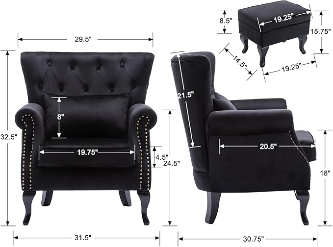 Mid Century Modern Accent Chair Upholstered Armchair Comfy Velvet Tufted