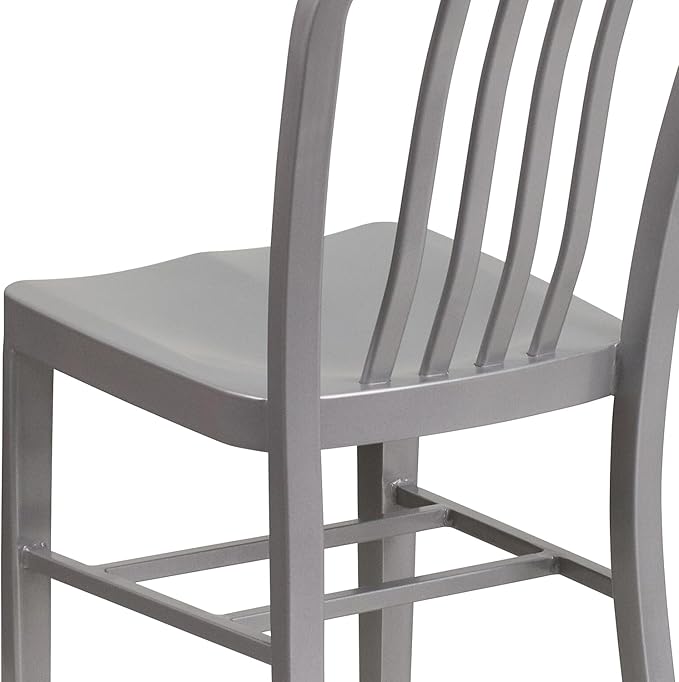 Flash Furniture Commercial Grade Silver Metal Indoor-Outdoor Chair