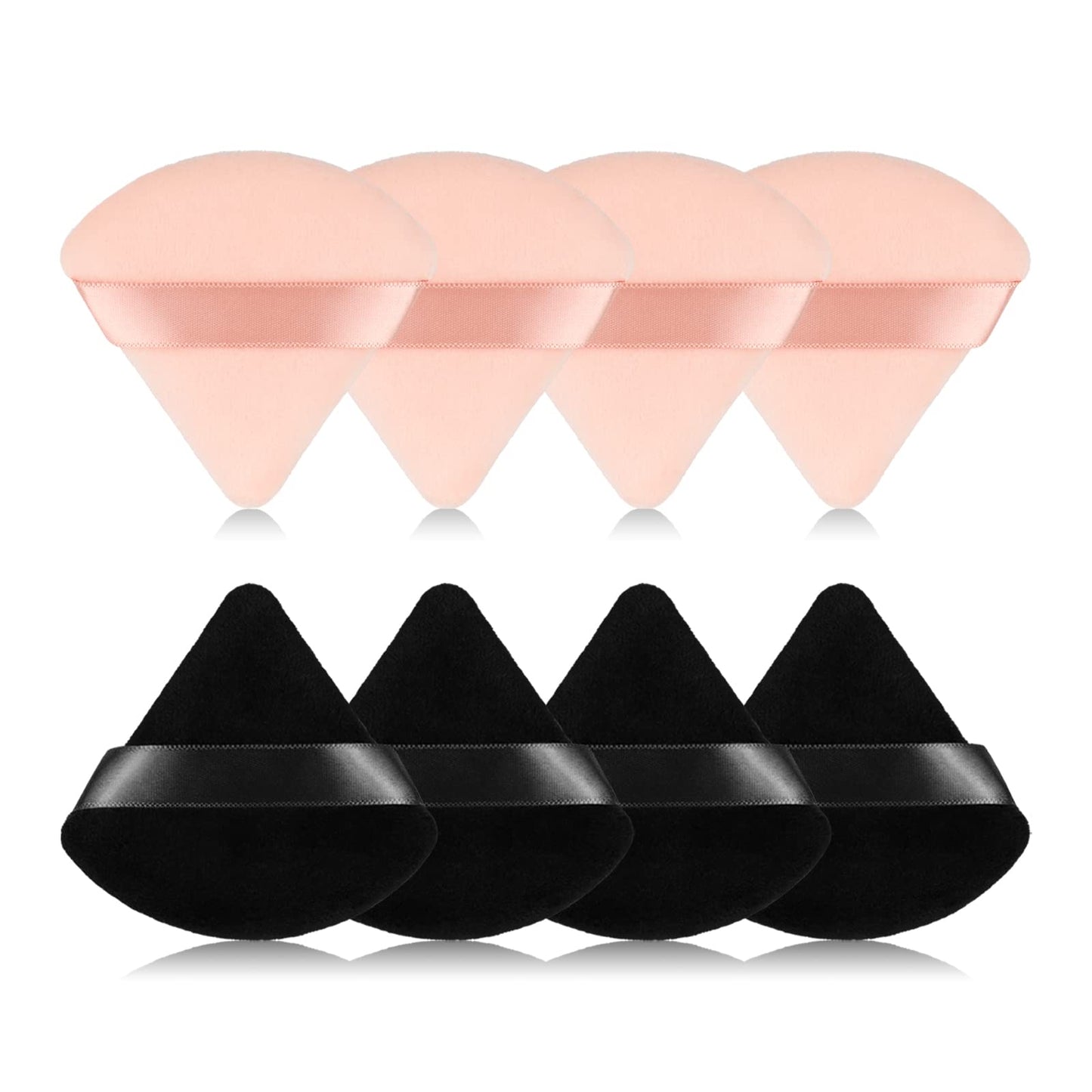 8Pcs of Triangular Powder Puff Makeup Sponges, Made of Super-soft Velvet, Designed for Contouring, Eye, and Corner, Beauty Blender Foundation Mixing Container.(Black)