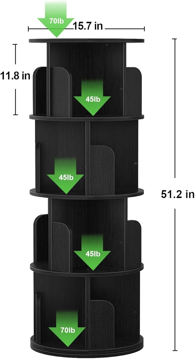 Aheaplus Rotating Bookshelf, 360 Revolving Bookshelf Tower