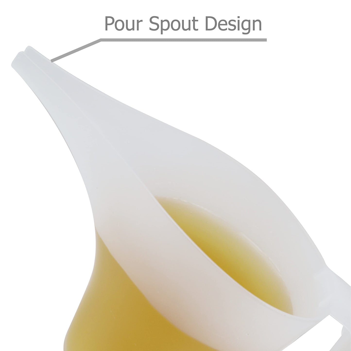 EIKS Plastic Funnel Pitcher Measuring Cup with Long Spout for Filling Muffin Pans, Baking Molds, Salt Shakers, Pancake Batter, Watering Plants (2-Pack 1000ml + 2-Pack 500ml)