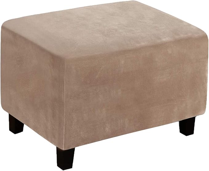 Ottoman Cover, Stretch Rectangle Velvet Ottoman Slipcovers of Foot Stool