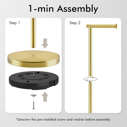 KES Gold Toilet Paper Holder Stand 26" H (Taller Version), Free Standing Toilet Paper Roll Holder with Weighted Base for Bathroom, Rustproof SUS304 Stainless Steel Brushed Gold, BPH283S66-BZ