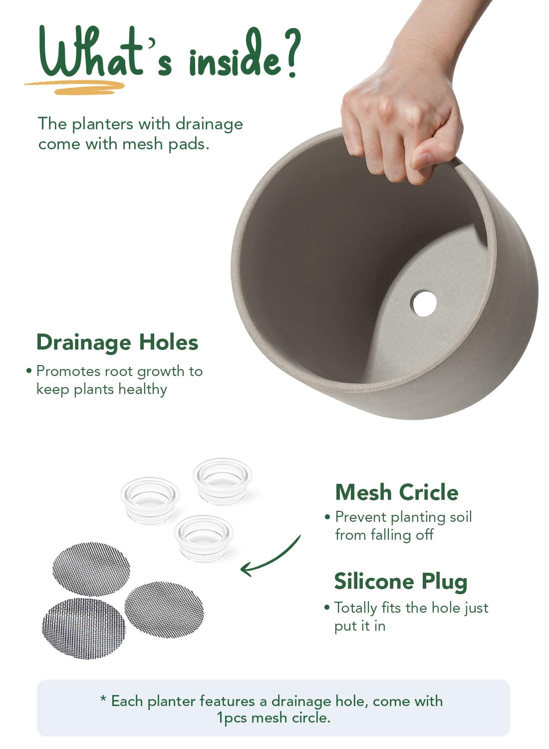 LE TAUCI 6+8+10 Inch Plant Pots Indoor, Ceramic Planters for Indoor Plants, Cylinder Pots with Drainage Hole and Plug, Planter Pots for Home Office Room Patio, Set of 3, Neutral Gray