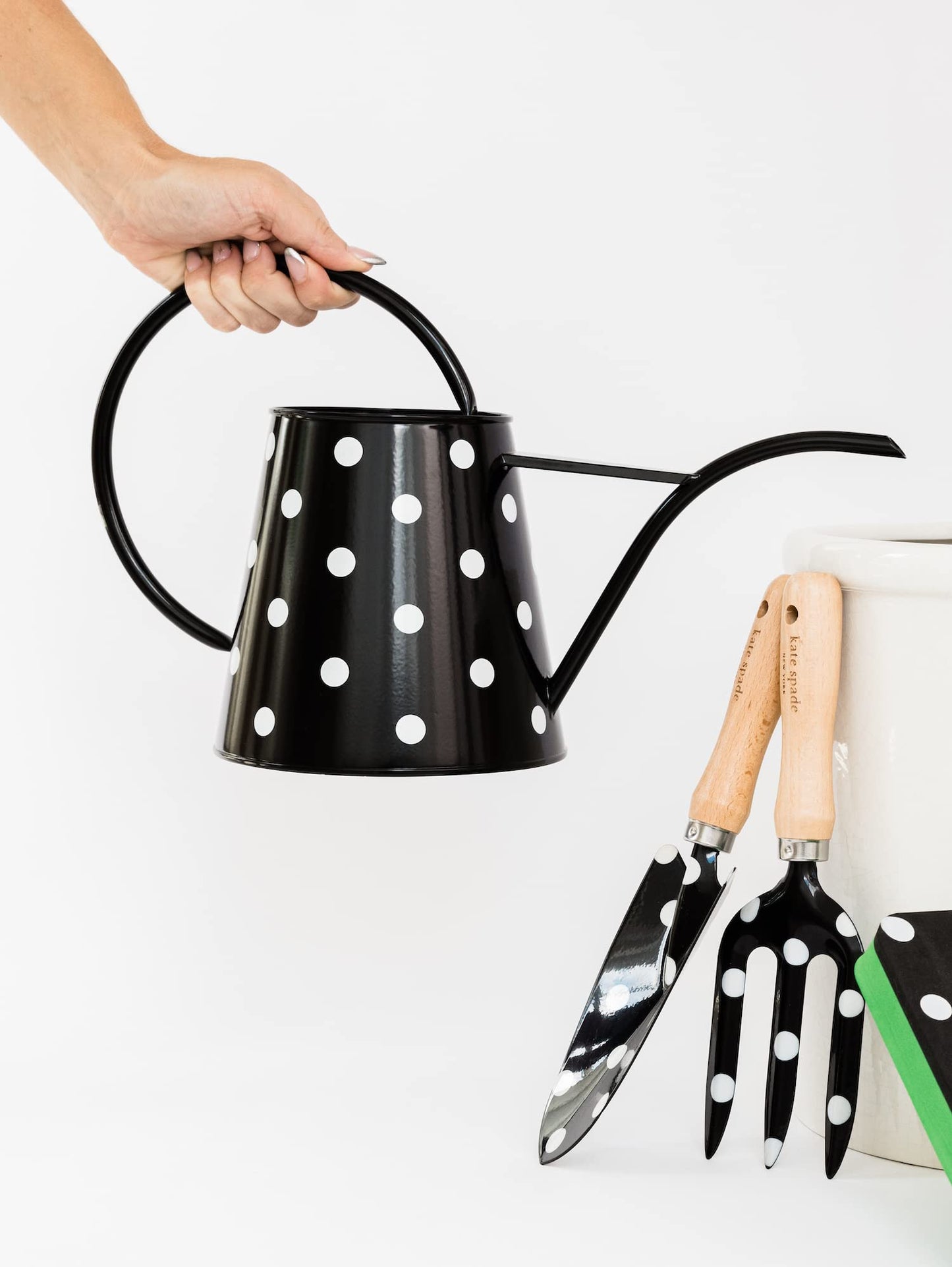 Kate Spade New York 2.5 Liter Indoor Watering Can, Metal Watering Can for House Plants, Cute Gardening Tool for Women, Picture Dot