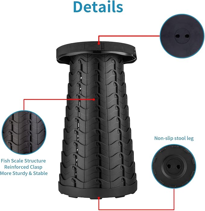 2-Pack Collapsible Stool, Load Capacity 400lbs, Lightweight Yet Sturdy