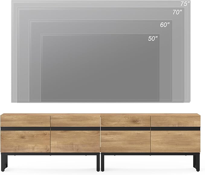 WAMPAT Modern TV Stand for 50-75 Inch TVs, Wood Entertainment Center