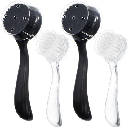 4 Colors Facial Cleansing Brush, Beomeen Face Scrubber Exfoliating Brush Face Wash Scrub Exfoliator for Skin Care, Makeup Removal (Blue, Pink, Purple, Clear)