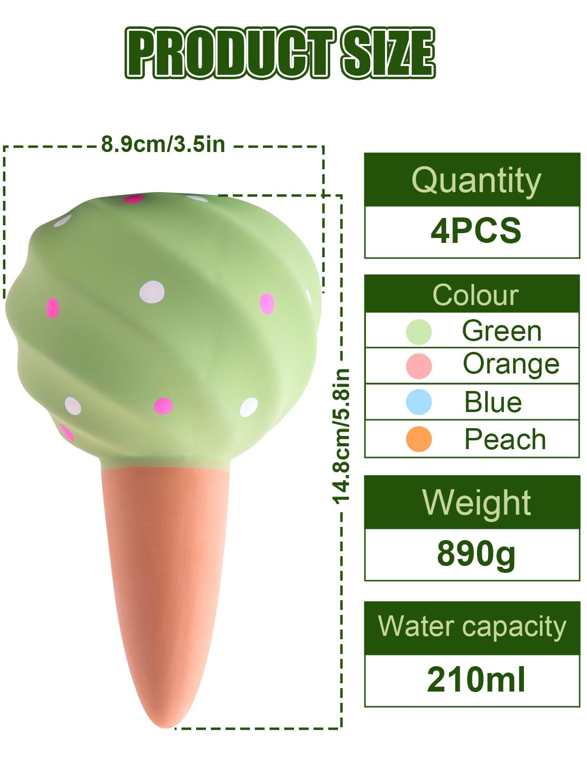 Kalolary 4PCS Plant Watering Globes Self Watering Stakes Terracotta Drip Water Stakes﻿ Irrigation Watering Bulbs for Pot, Indoor, Outdoor, Vacation (Conch)