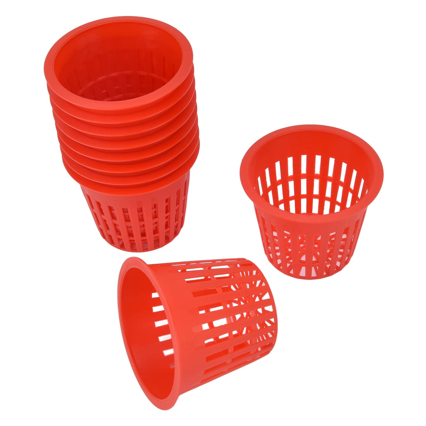 Hydroponic Baskets, 10PCS Plastic Hydroponic Cups, 3 3 in Red Soilless Root Fixer Containers Cups, Round Mesh Pot Net Basket for Garden Balcony Flowers Planting Cultivation