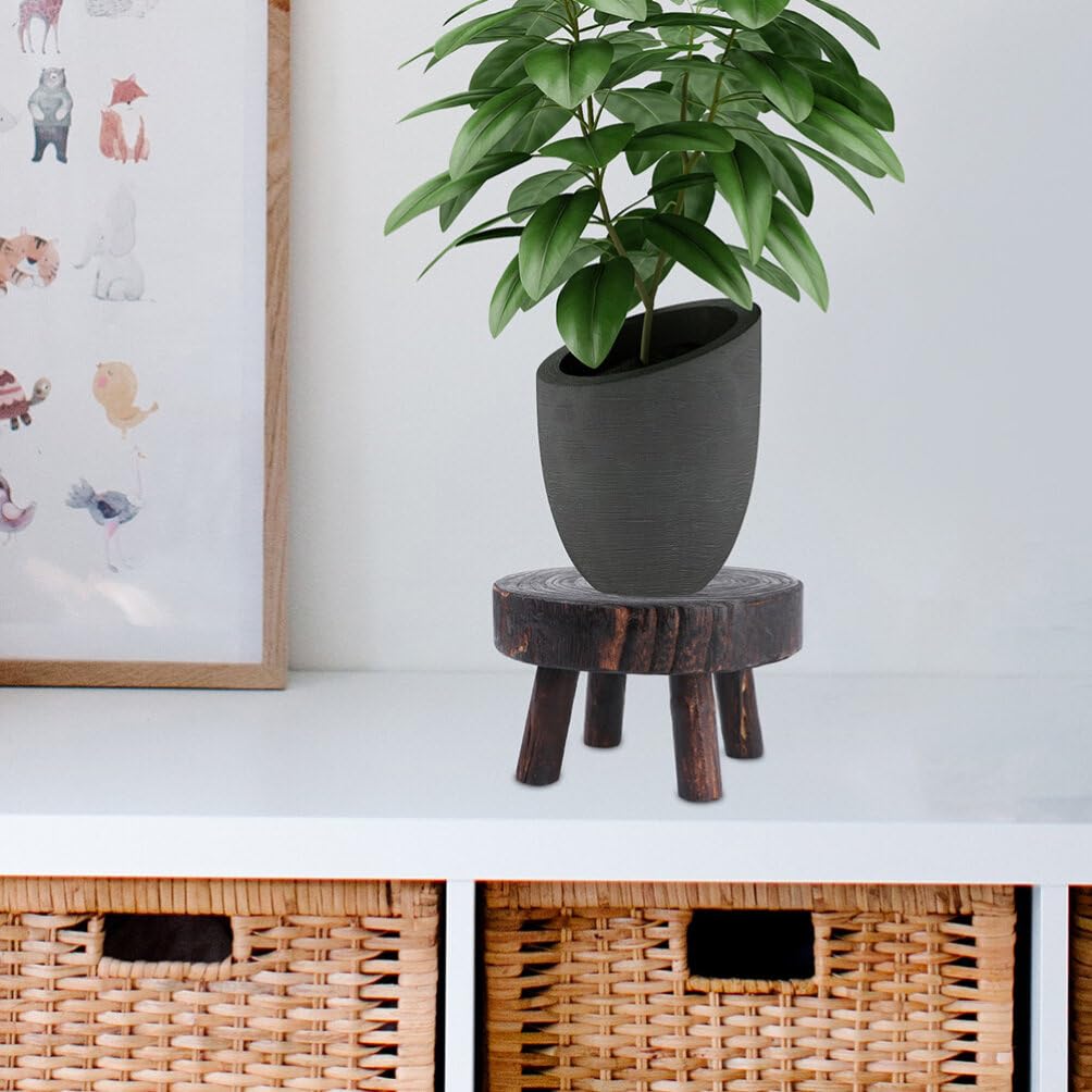 Cabilock Solid Wood Flowerpot Rack 6.69X6.69X3.54 Inch Indoor Plant Stand Decorative Rack for Balcony Garden Living Room with Rustic Natural Finish