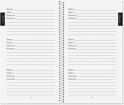 Current Joy Hall Password & PIN Keeper Book, 94 Pages, 5” x 8.5” Size Spiral Bound, Soft Cover Internet Organizer for Offline Website, Login, & Username Storage