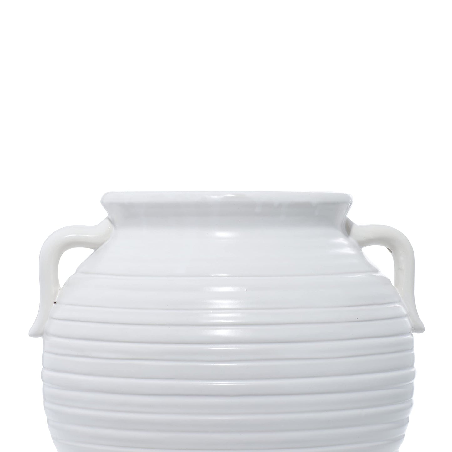 Deco 79 Ceramic Indoor/Outdoor Small Planter Pot with Handles, 9" x 8" x 10", White