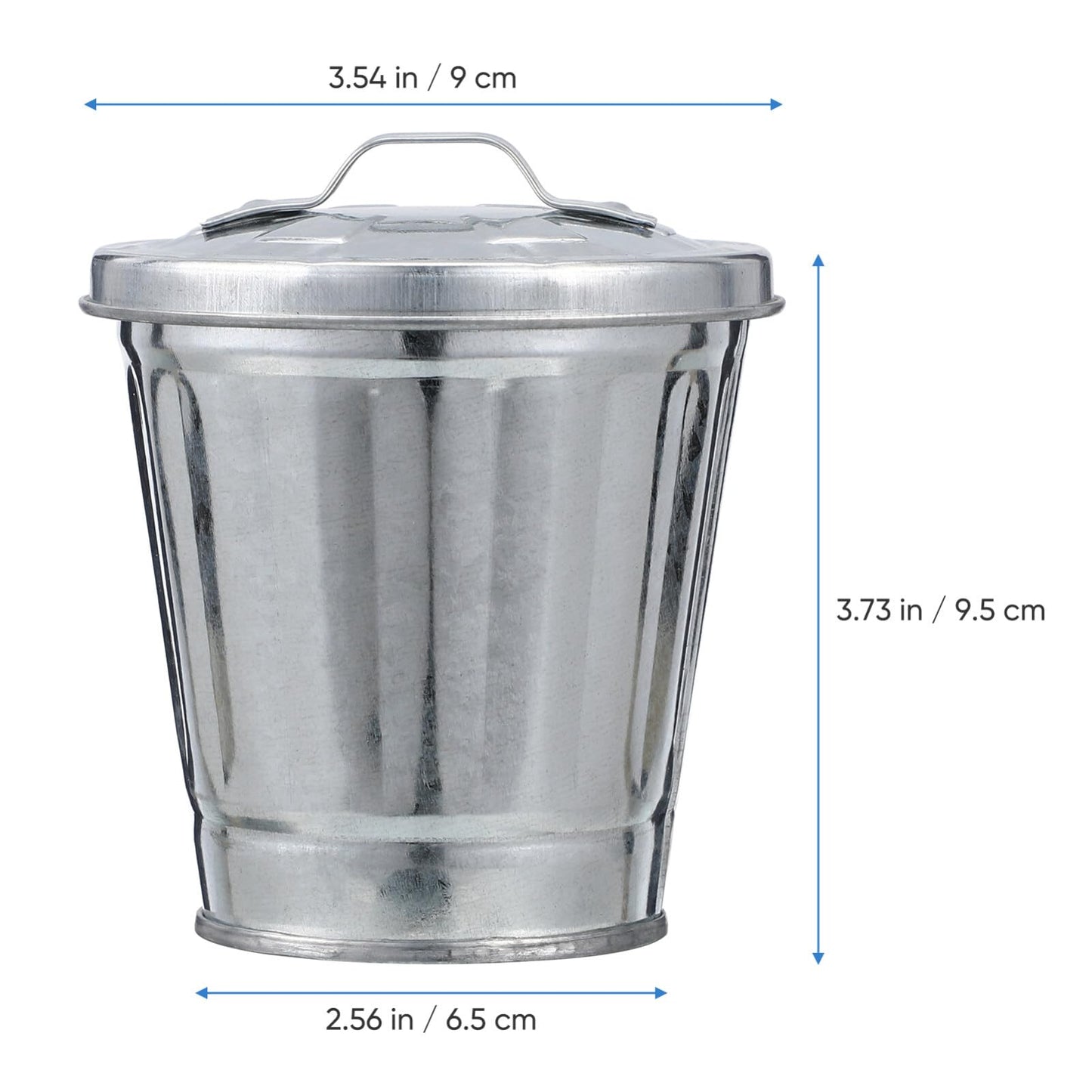 PRETYZOOM Mini Table Storage Jar Compact Desktop Trash can with Lid Small Metal Waste Container Multifunctional Flower Pot and Pen Holder for Home Office Dorm