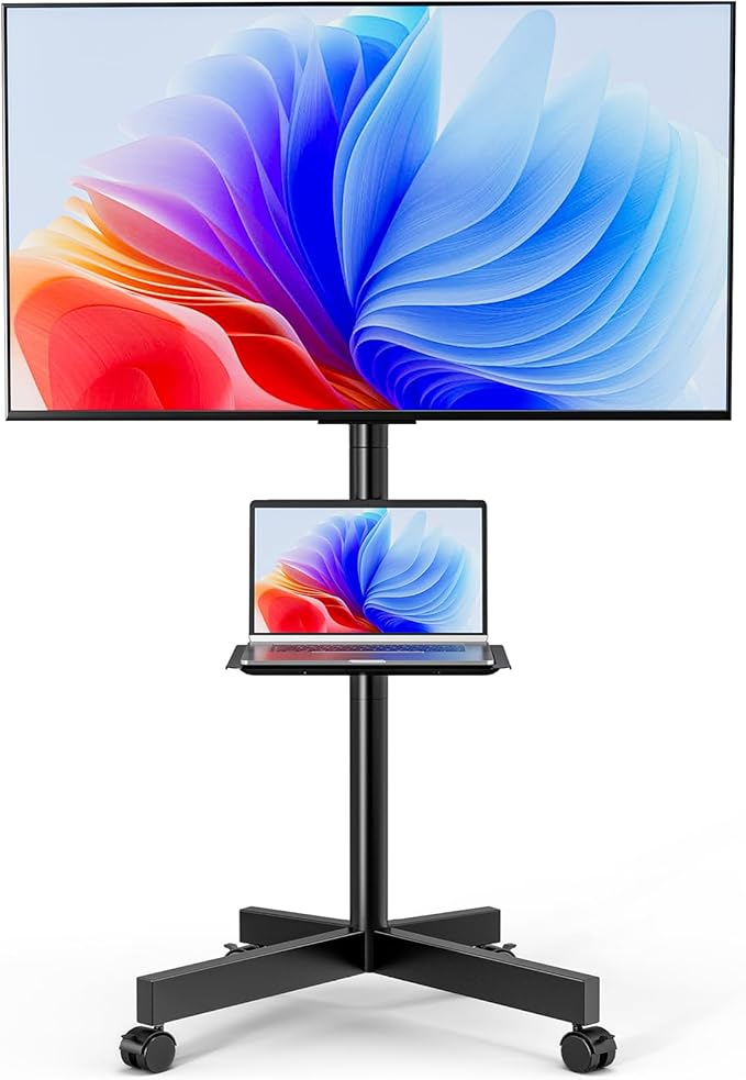 Mobile TV Stand for 23-65 Inch LCD LED Flat/Curved Panel Screen TVs, Height