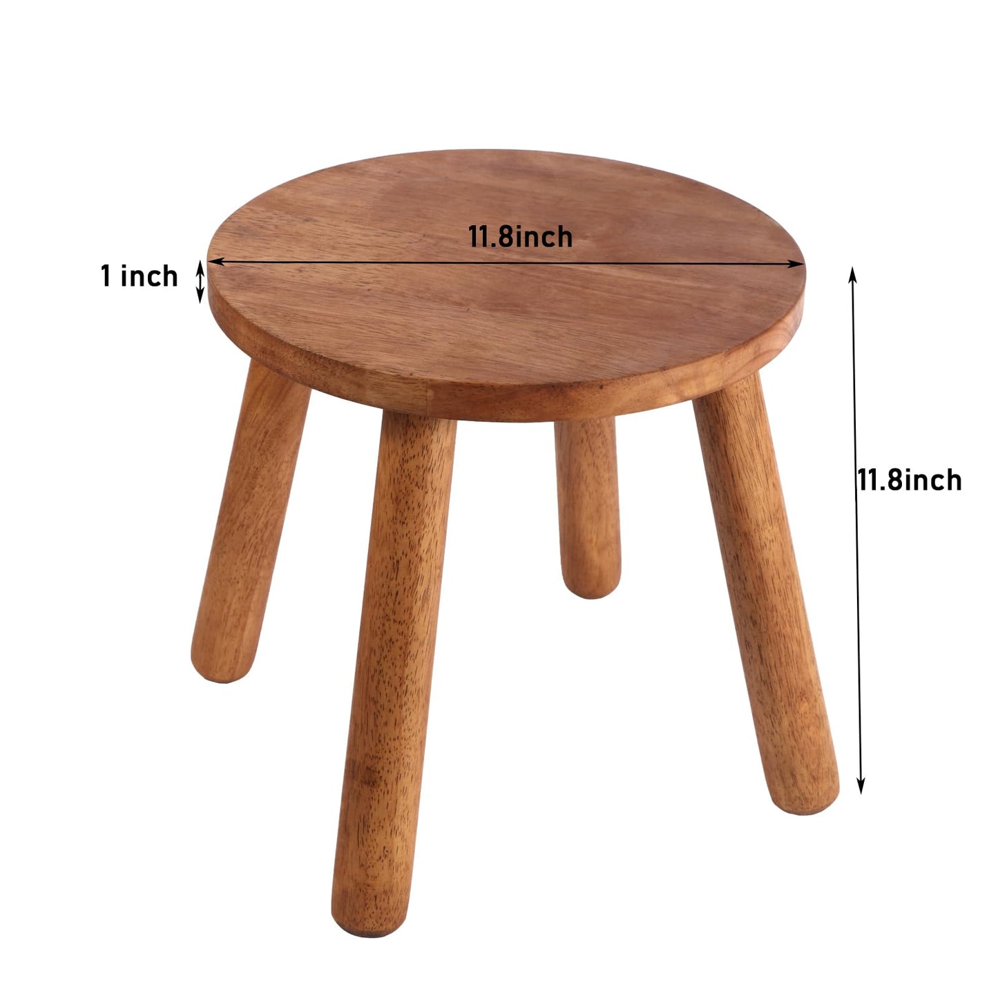 zaowofires Round Solid Wooden Step Stool， Garden Stool，11.8''H,Plant Stool ，Wood Legs Detachable for Plant Stand, Kitchen, Bathroom，Bedroom，Livingroom (Walnut, 11.8inch)