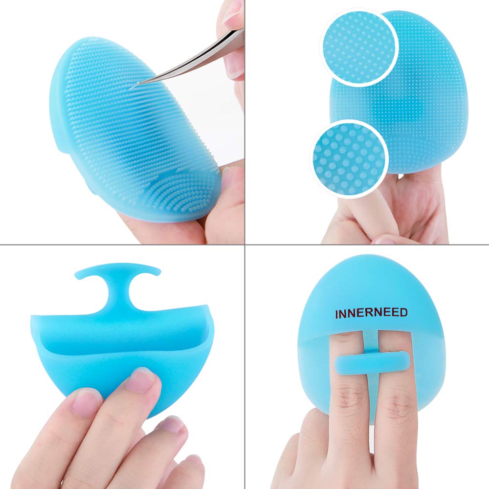 INNERNEED Super Soft Silicone Face Cleanser and Massager Brush Manual Facial Cleansing Scrubber Handheld Wash Pad for Sensitive, Delicate, Dry Skin (Pack of 4)