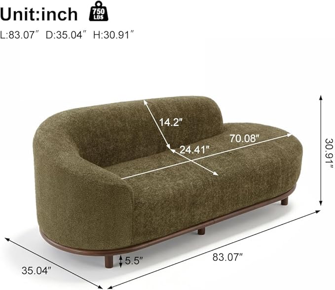 Christopher Knight Home Bouclé Chaise Lounge Sofa Mid Century Modern