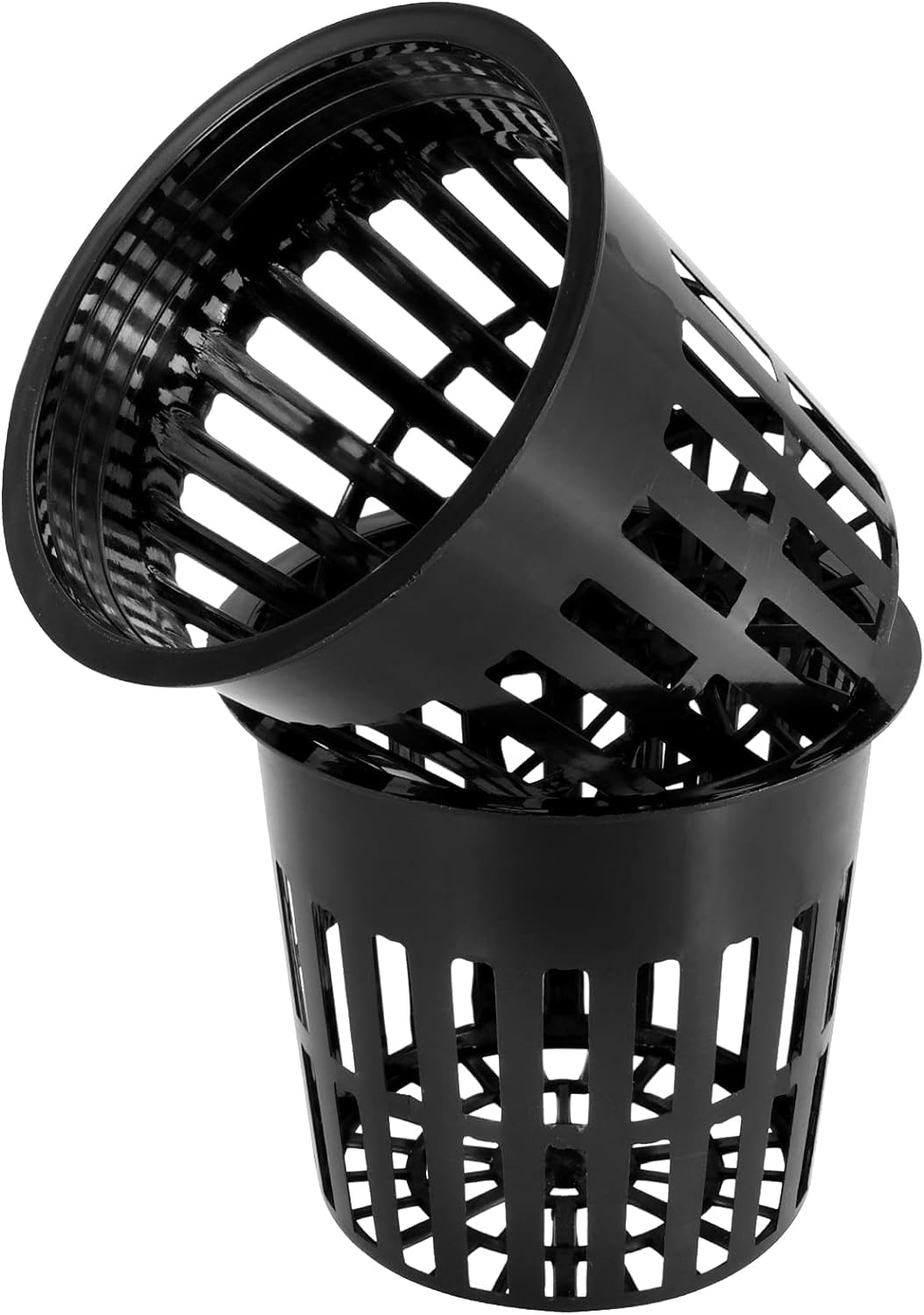 MUKLEI 50 Pack 4 Inch Plastic Net Cups, Hydroponic Cups Mesh Pots with Pen and 50pcs Plant Labels Slotted Mesh Cup Plant Net Cups Wide Lip Bucket Baskets for Indoor or Outdoor Growing