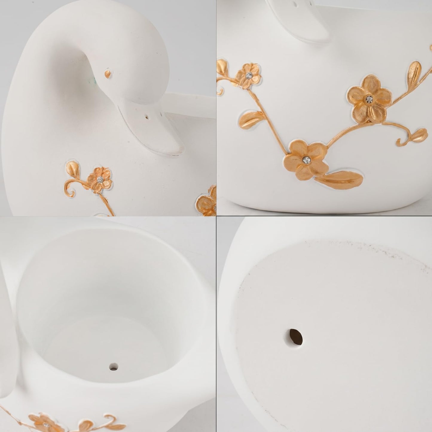 Elenon Goose Planter for Succulents Indoor Outdoor with Drainage Hole, Unique Home Garden Decor Resin Cute Flower Pot Gift Idea for Plant Lovers (White)
