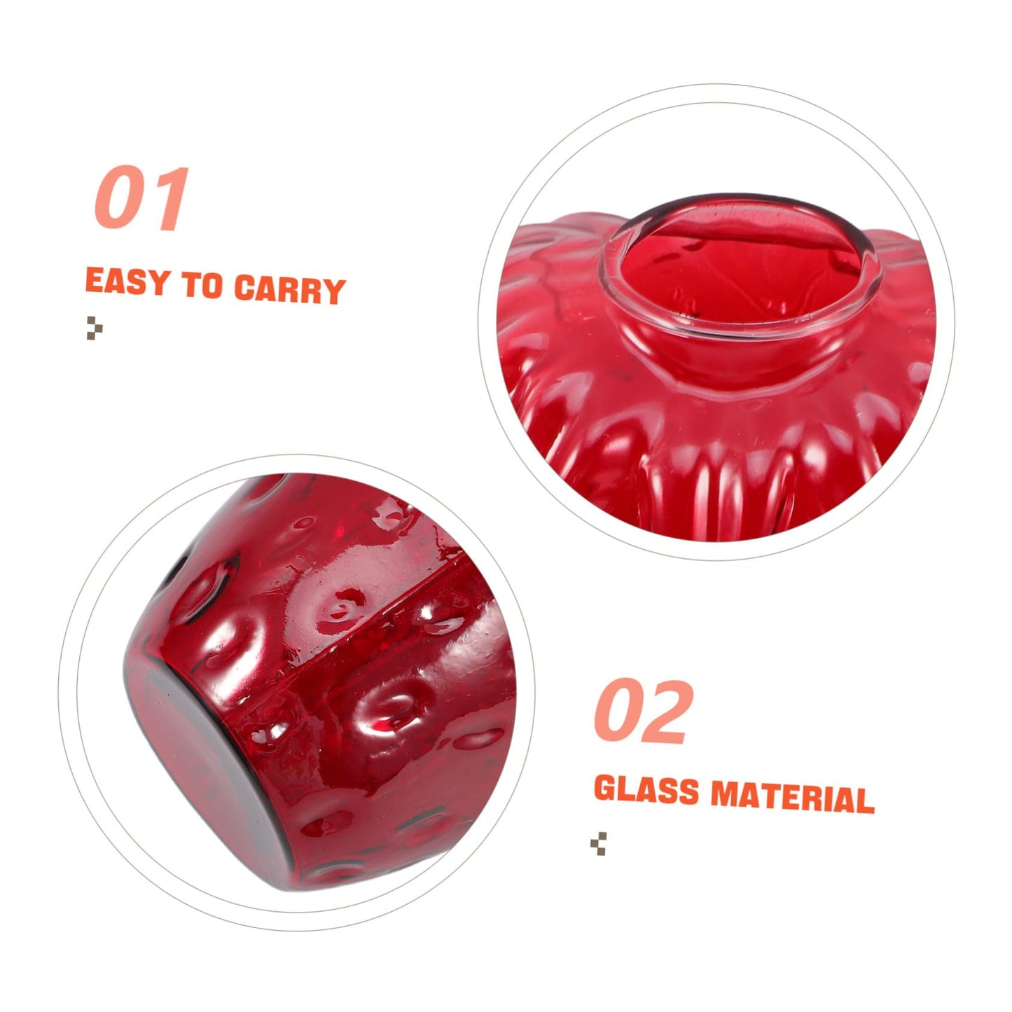 UPKOCH Creative Strawberry Glass Vase Cute Hydroponic Plant Propagation Station Decor for Flowers for Birthdays and Housewarmings