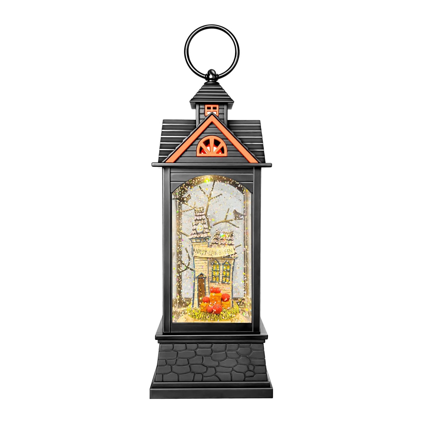 AOMIL Halloween Snow Globe Lantern, Spooky Ghost Halloween Decor, Plug-in & Battery Operated Snow Globes for Halloween Decorations Indoor