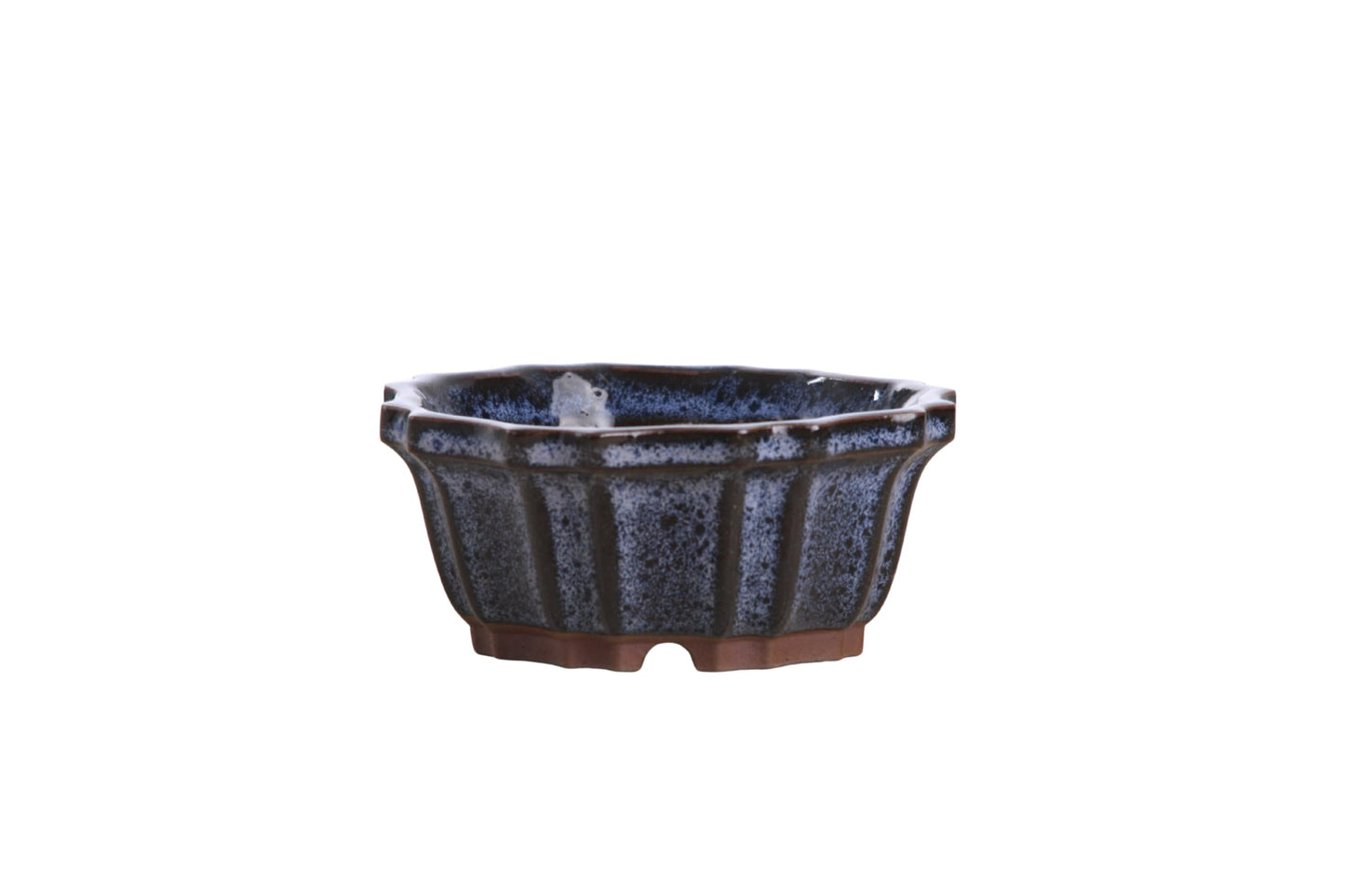 Willow Bonsai Ceramics Flower Design Bonsai Pot, 4.5inch Diameter, Plant Container, Succulant Pot, High Fired Ceramic Stoneware, Frost Proof, Handmade (Denim)