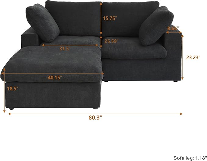 Cloud Modular Sectional Sofa Couch, 80.3" L Shaped Convertible Couches