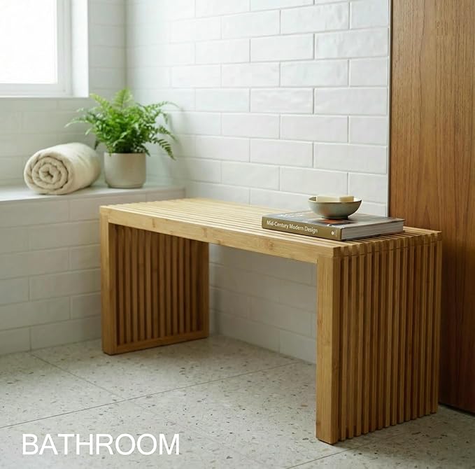 Bamboo Natural 36 inch Wooden Bench, Small Wood Benches