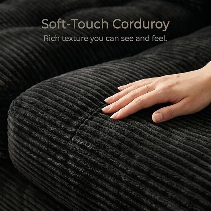 69" Corduroy Loveseat Sofa in a Box, High-Density Foam Couch, No Assembly