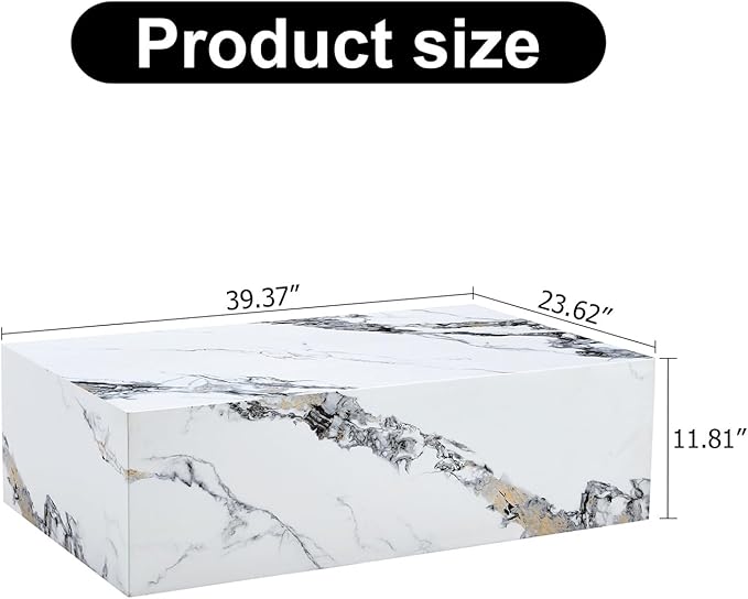 Faux Marble Coffee Table, Rectangle MDF Coffee Tables