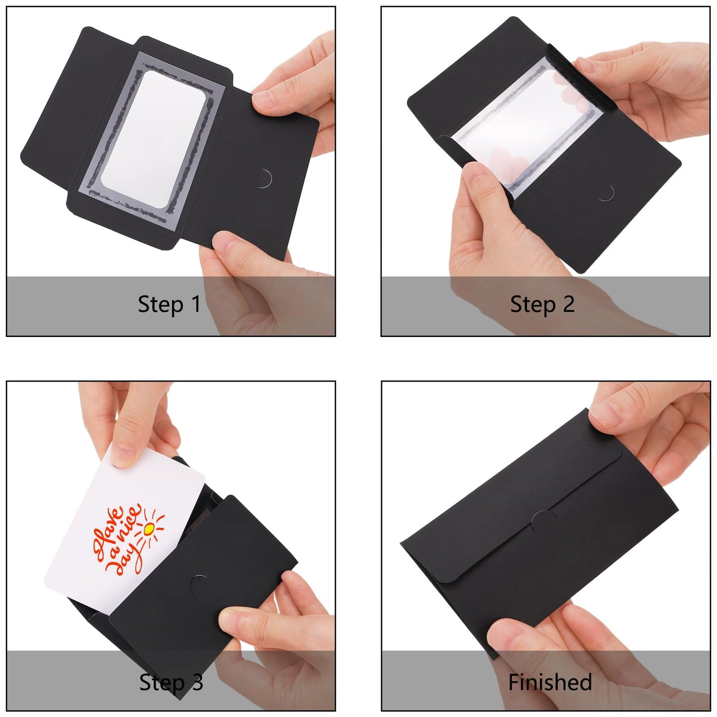 Hedume 150 Pcs Black Window Gift Card Envelopes, 3.9 x 2.4 Inch Gift Card Sleeves, Credit Size Business Invitation Cards Envelopes for Greeting Invitation, Christmas, Thanksgiving Gifts