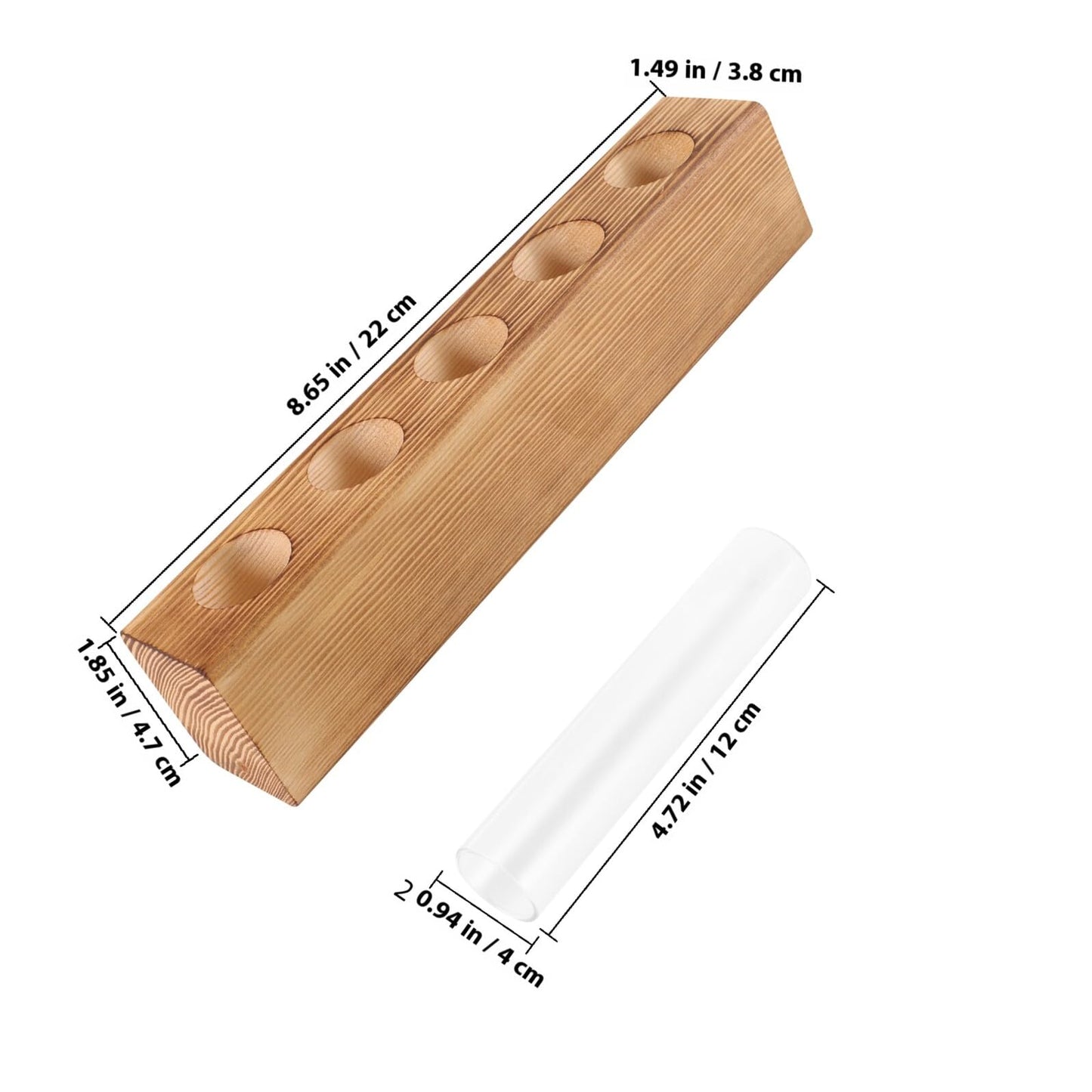 CONGARTENO Glass Test Tube Vase with 5-Hole Wooden Stand Hydroponic Plant Terrarium for Indoor Home Décor and Desktop Plant Holder