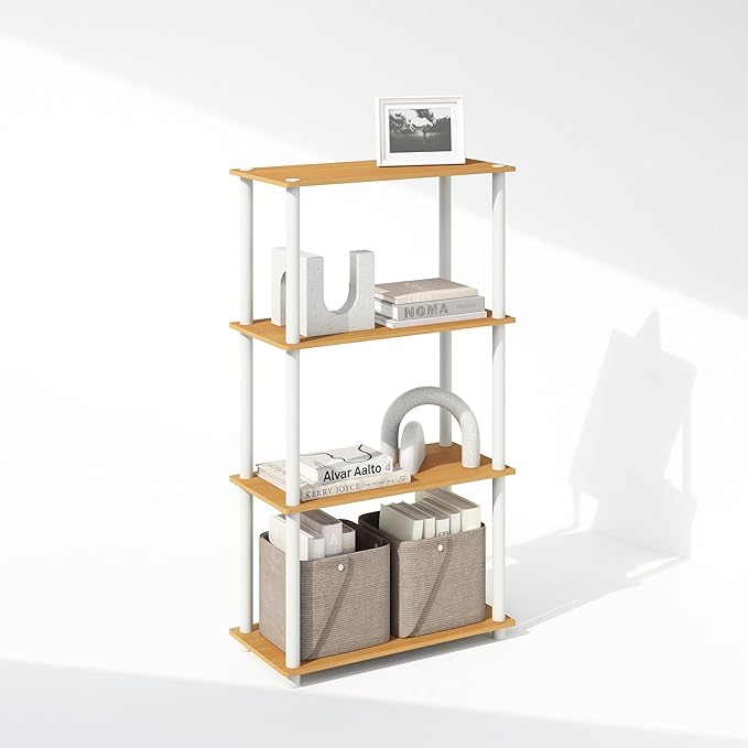 Furinno Turn-N-Tube Book Shelf, 4-Tier Bookshelf, Bookcase