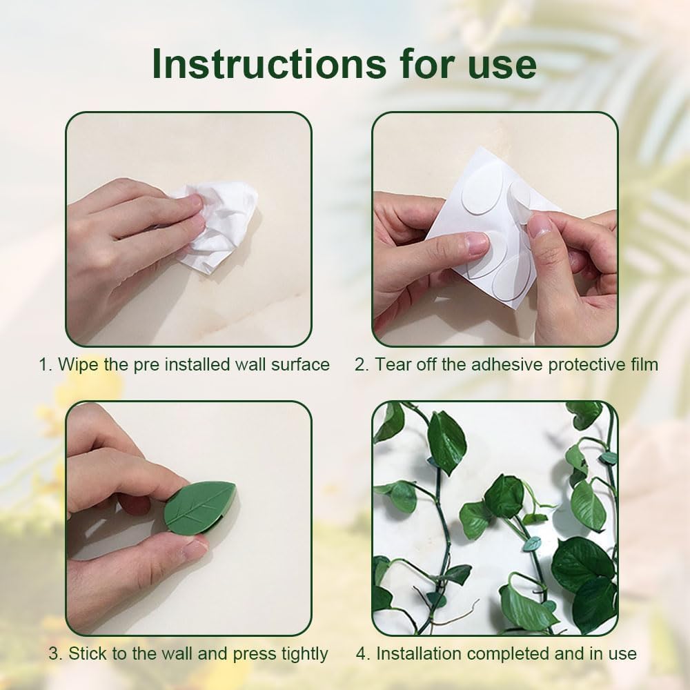 Plant Climbing Wall Fixture Clips with 100 Acrylic Adhesive Stickers, 2024 New Mini Leaf Clips Plant Support Clips, Self-Adhesive Invisible Wall Vines Fixing Clips Hook Plant Vine Traction (100 PCS)