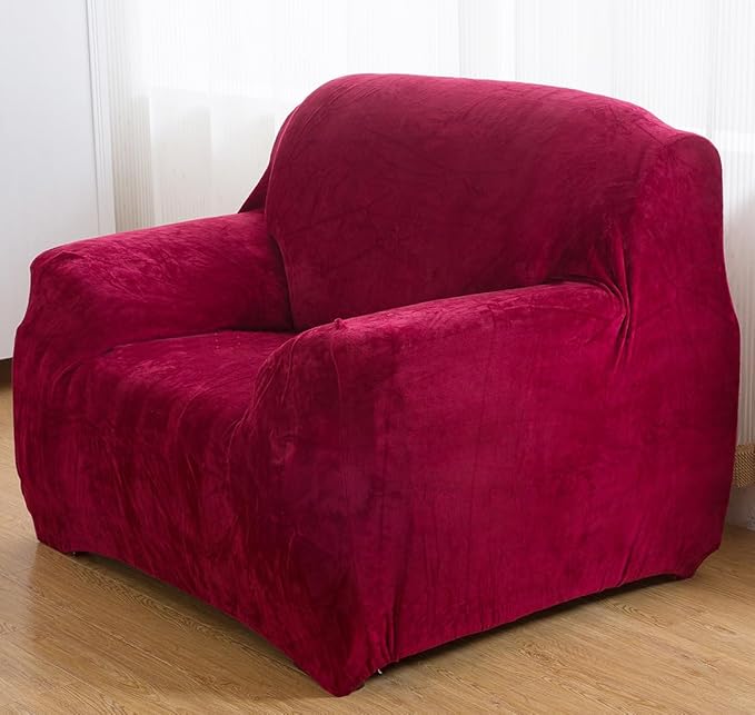 vctops 1-Piece Velvet Plush Stretch Chair Sofa Slipcover Soft Fuzzy Fluffy