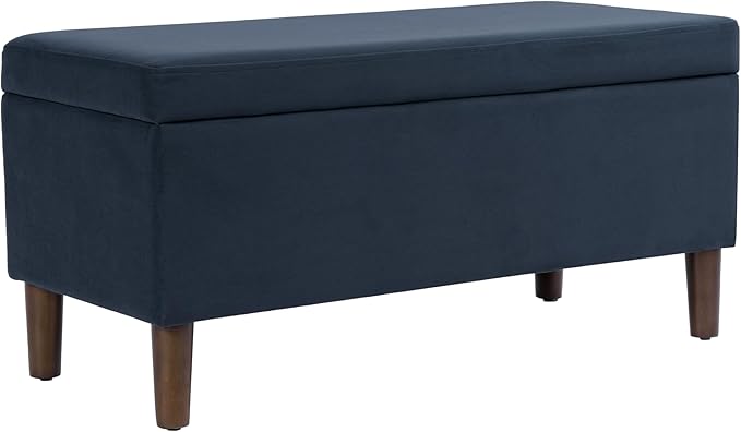 HomePop Malmo Decorative Storage Bench -Blue Velvet