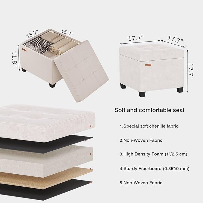 ABHENG Chenille Cover Steel Frame Ottoman