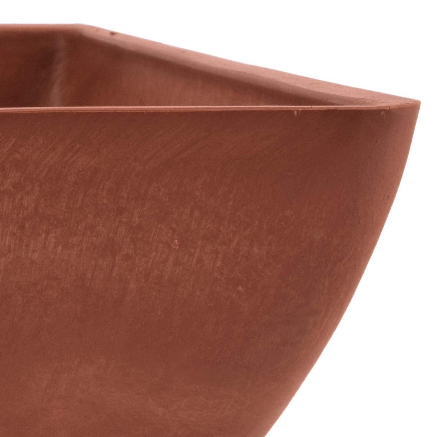 PSW Pot Collection 12x6 inch Plastic/Stone/Wood Composite Square Planter – No Drainage Hole (Drillable), Modern Indoor/Outer Pot for Flowers, Foliage, Succulents, Fairy Gardens Terra Cotta Color