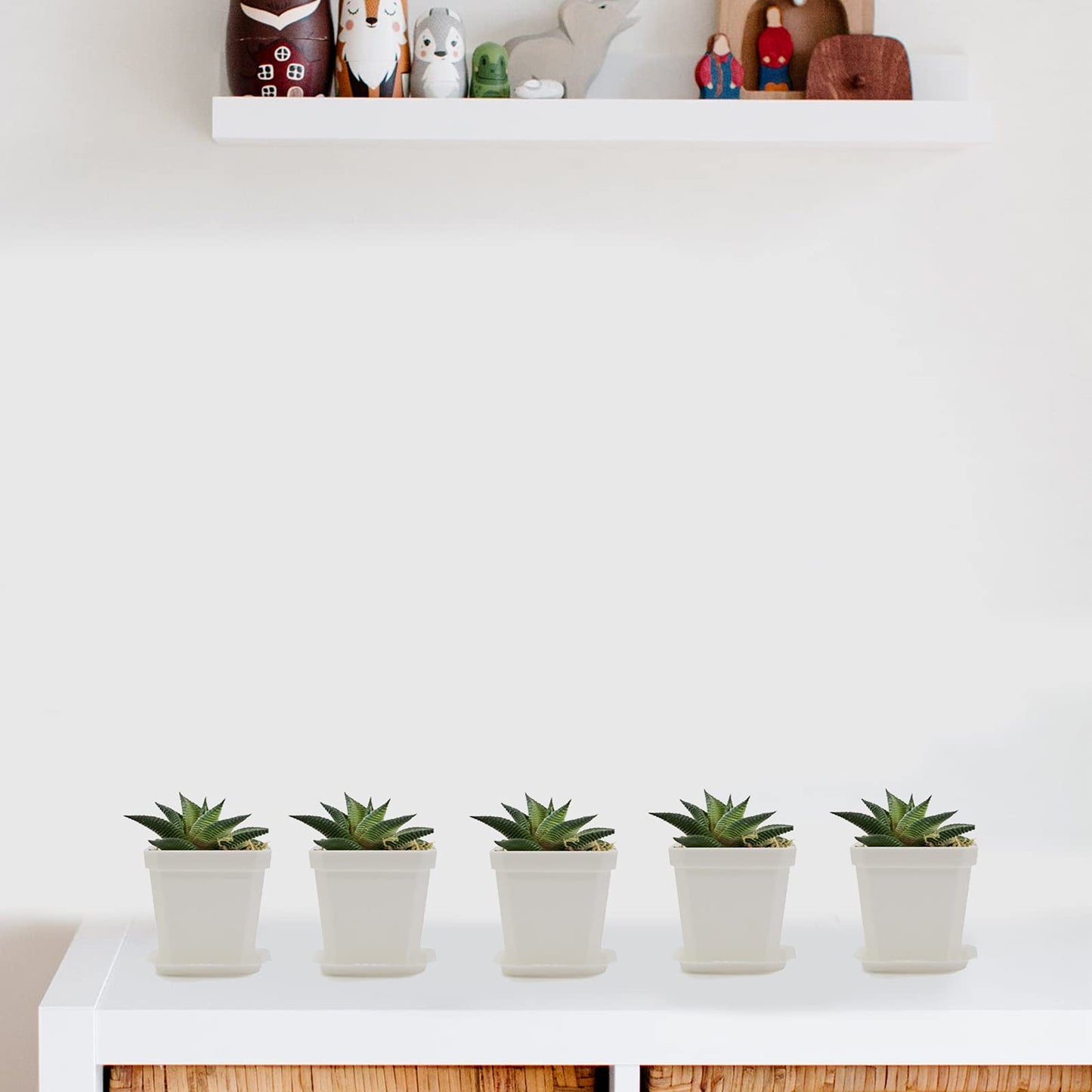 foxany 4" Nursery Pot, 30 Pcs Thick Plastic Square Planting Pots, Plant Seedling Pots, Seed Starting Pots with 30 Saucers - White