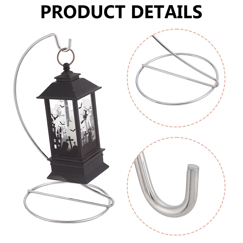 DELORIGIN 6PCS Ornament Display Stand Holder Silver Iron Hanging Hook Rack for Baubles Glass Globe Air Plant Terrarium Witch Ball Wedding Accessories Wind Chimes Handicrafts Displaying 7.87" H