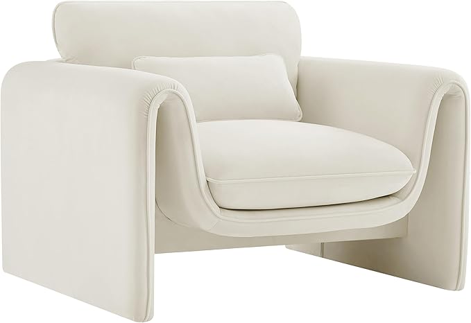 Meridian Furniture 199Cream-C Sloan Collection Modern | Contemporary Velvet