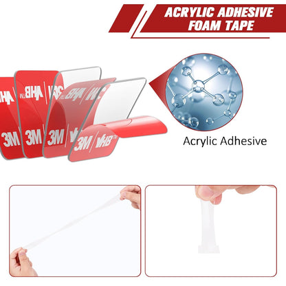 3M Double Sided Adhesive Pads Heavy Duty VHB 2" x 2" 0.02in Thick 20 PCS Clear 4905 Square Sticky Mounting Strong Adhesive Waterproof Foam Tape for Home Office Car Deco