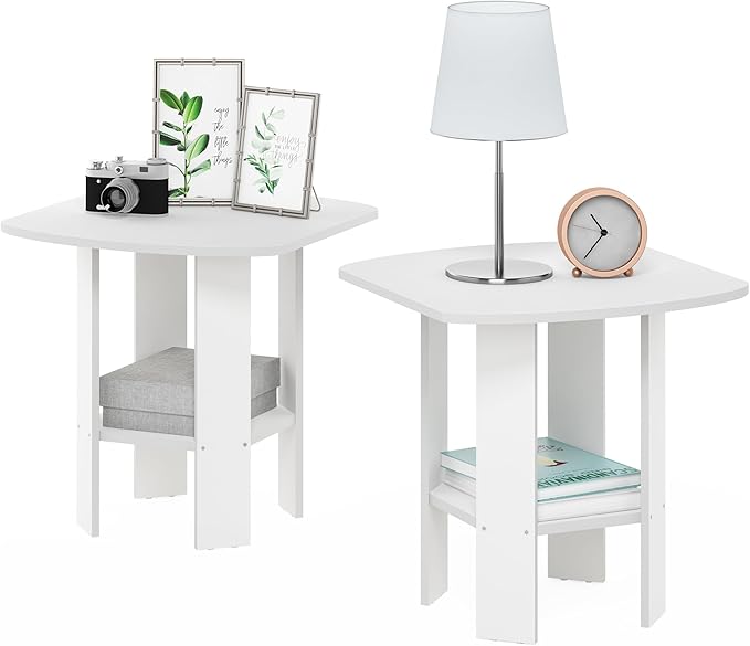 Furinno Simple Design Side Table Set of 2, 2-Tier Modern End Table