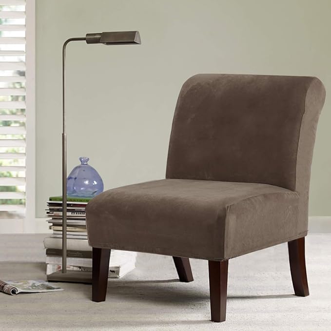 H.VERSAILTEX Armless Accent Chair Covers Thick Velvet Armless Chair Slipcovers
