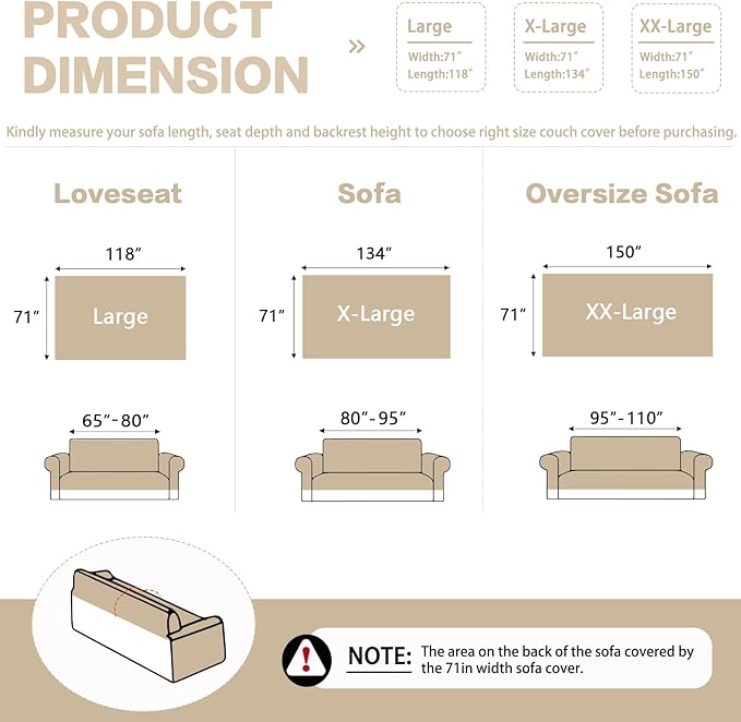 DREAMINGO Chenille Sofa Cover Washable Pet Couch Protector Cover Textured Couch