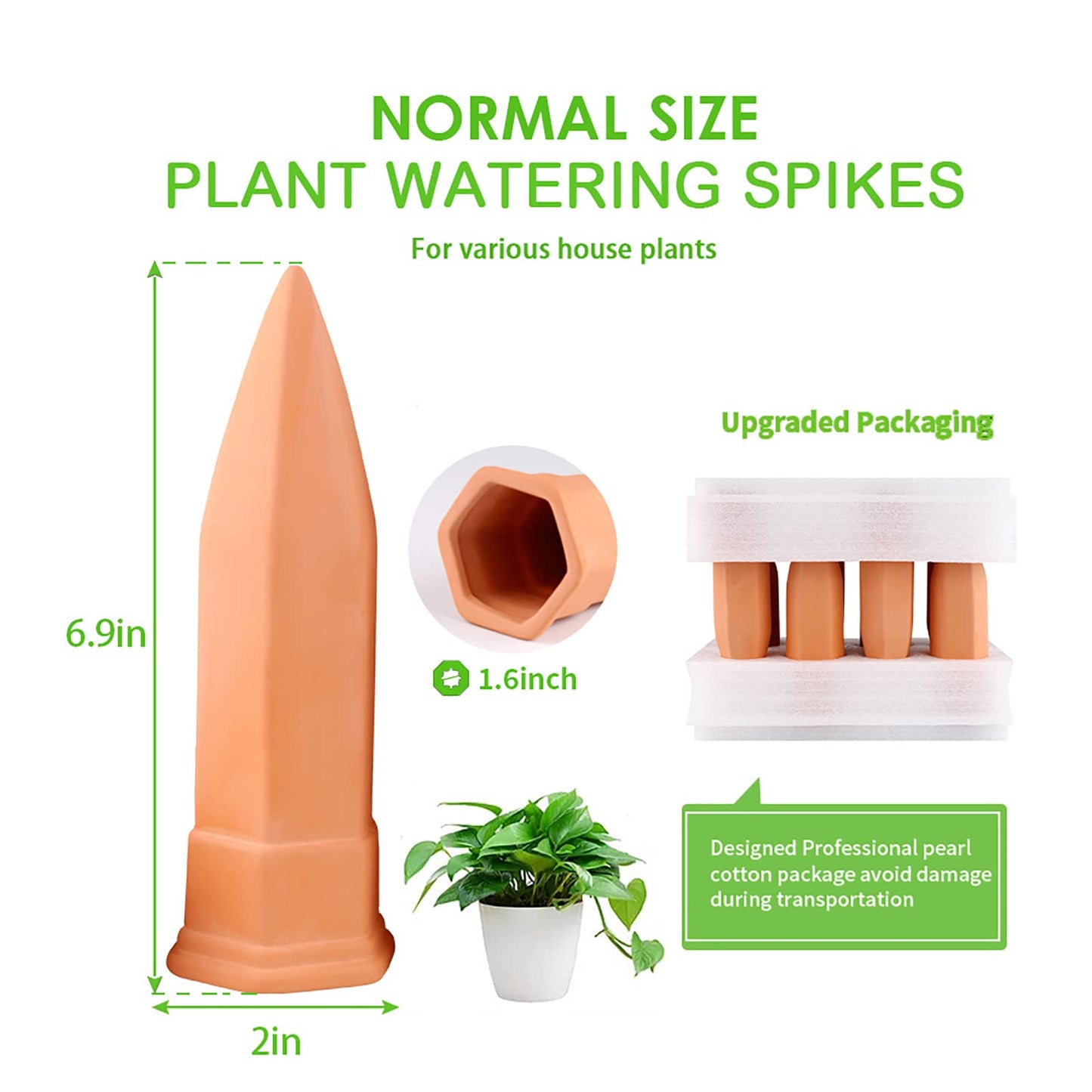 Terracotta Watering Spikes, Set of 8 Pack Plant Watering Devices, Self Terra Cotta Watering Spikes Stakes for Indoor and Outdoor, Automatic Plant Waterer System for Vacation Potted Plants