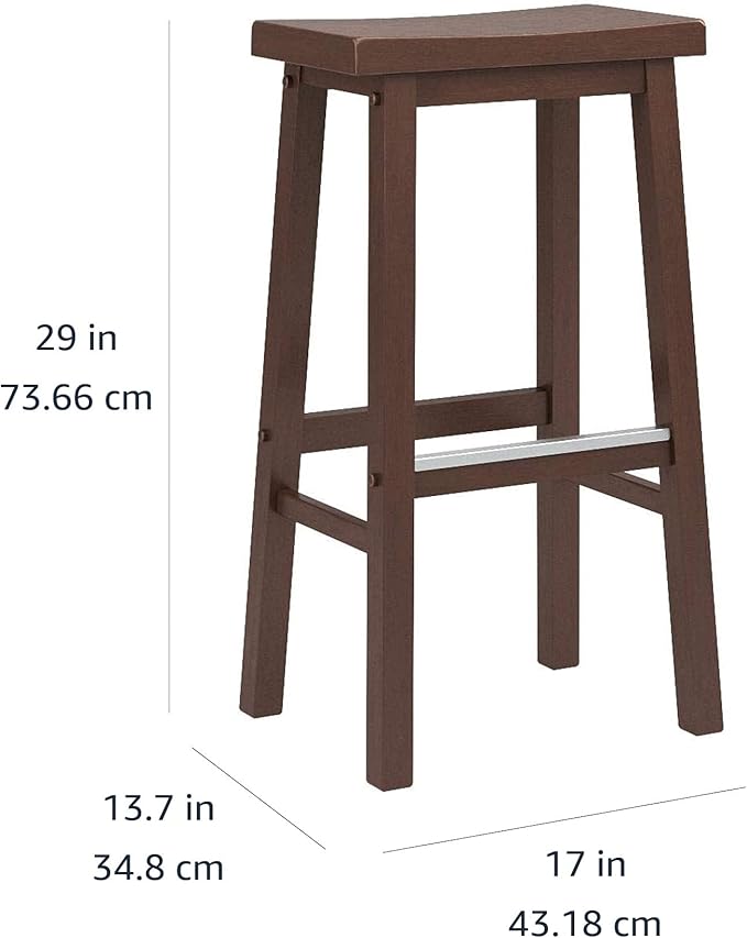 Amazon Basics Solid Wood Saddle-Seat Counter Height Bar Stools